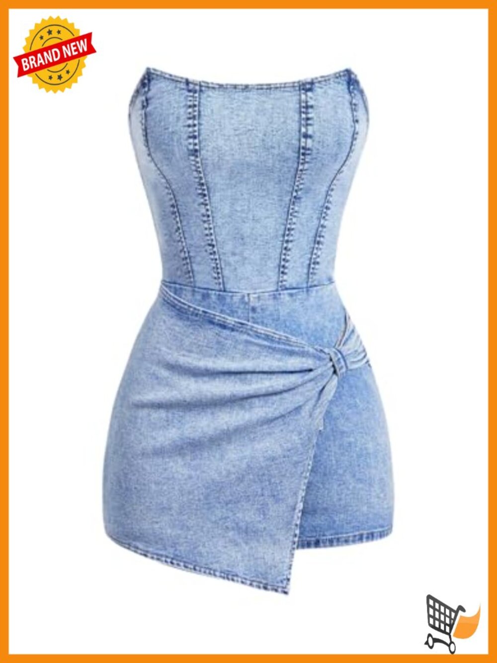 Y2k Denim Wrap Strapless Tube Top Romper Jumpsuit High Waist Back Zipper